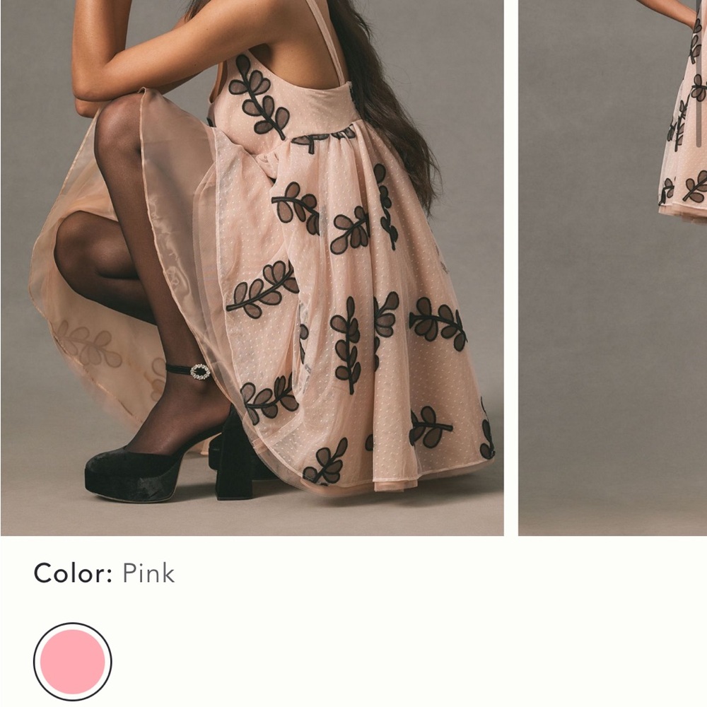 Anthropologie Pink and Black A-Line Dress